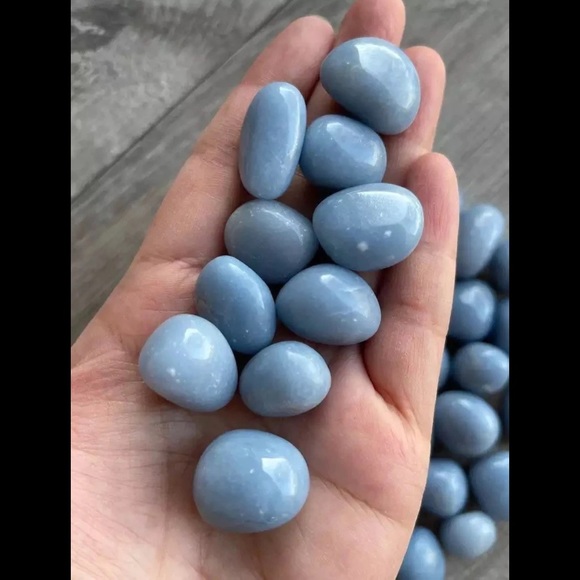 Blue Angelite Crystal Tumble Stone - Picture 3 of 4